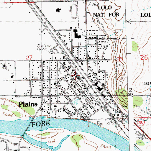Topographic Map of Town of Plains, MT