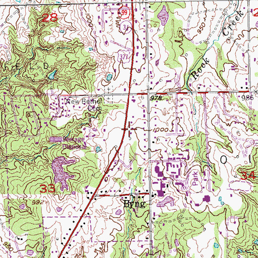 Topographic Map of Town of Byng, OK