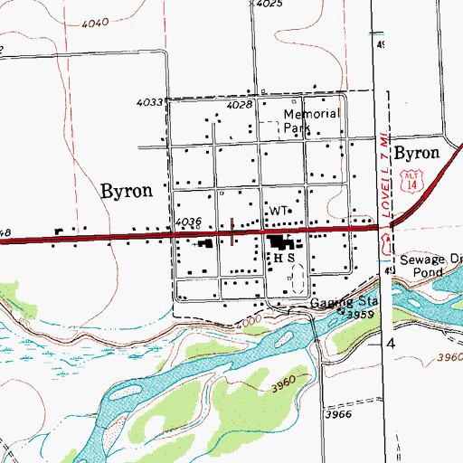 Topographic Map of Town of Byron, WY