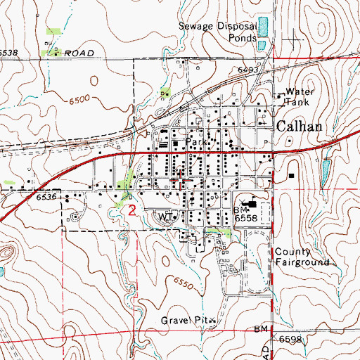 Topographic Map of Town of Calhan, CO