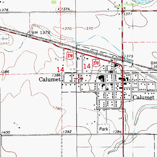 Topographic Map of Town of Calumet, OK