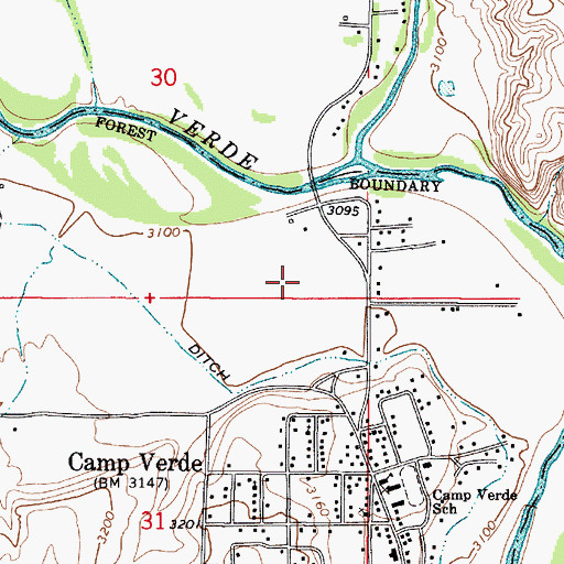 Topographic Map of Town of Camp Verde, AZ