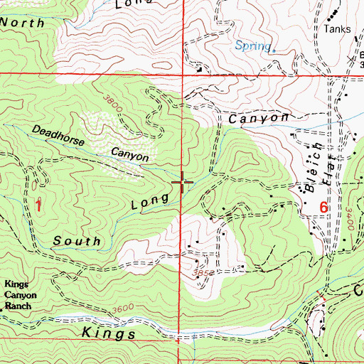 Topographic Map of Deadhorse Canyon, CA