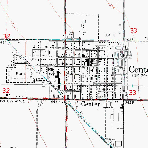 Topographic Map of Town of Center, CO