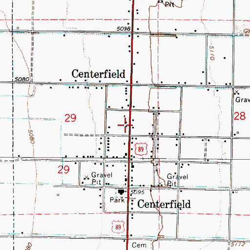 Topographic Map of Town of Centerfield, UT