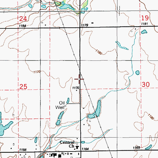 Topographic Map of Town of Central High, OK