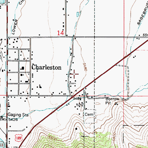 Topographic Map of Town of Charleston, UT