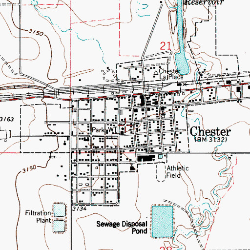 Topographic Map of Town of Chester, MT