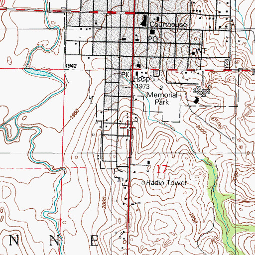 Topographic Map of Town of Cheyenne, OK