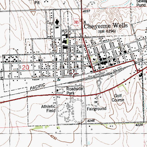 Topographic Map of Town of Cheyenne Wells, CO