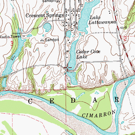 Topographic Map of Town of Cimarron City, OK