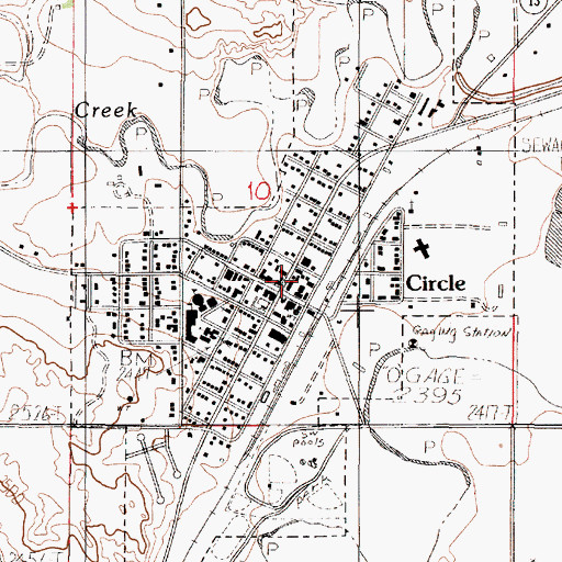 Topographic Map of Town of Circle, MT