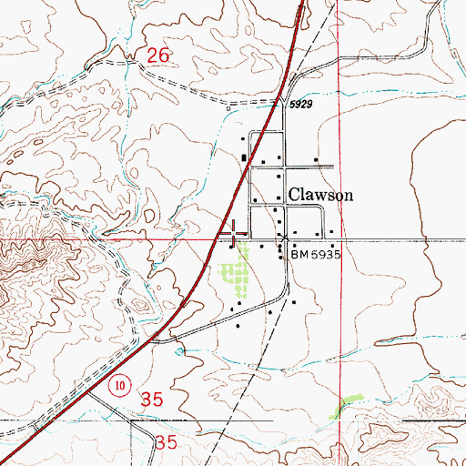 Topographic Map of Town of Clawson, UT
