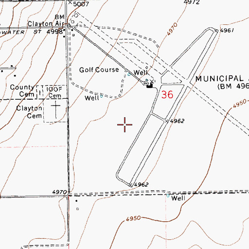 Topographic Map of Town of Clayton, NM