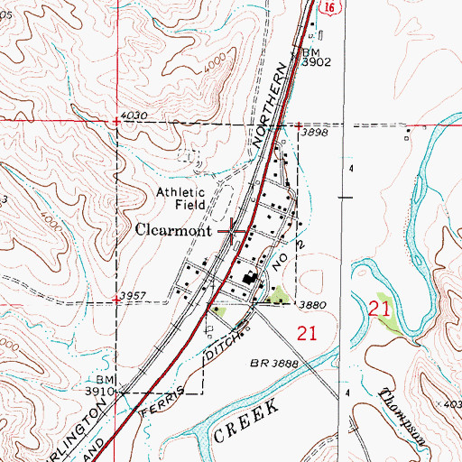 Topographic Map of Town of Clearmont, WY