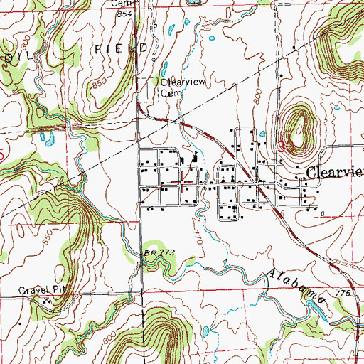 Topographic Map of Town of Clearview, OK