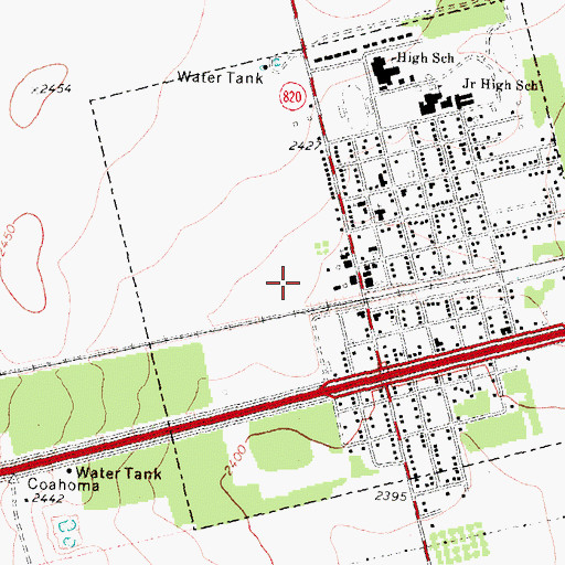 Topographic Map of Town of Coahoma, TX