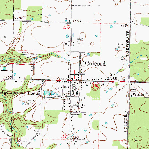 Topographic Map of Town of Colcord, OK