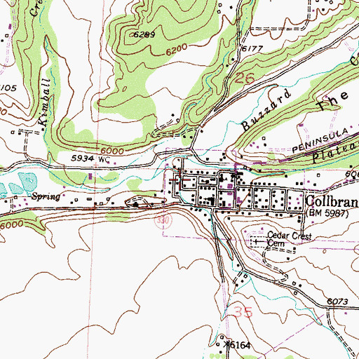 Topographic Map of Town of Collbran, CO