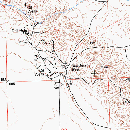 Topographic Map of Deadman Gap, CA