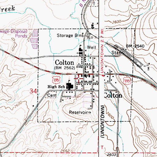 Topographic Map of Town of Colton, WA