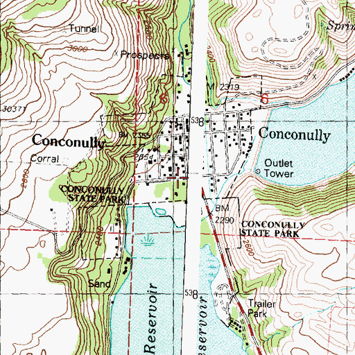 Topographic Map of Town of Conconully, WA