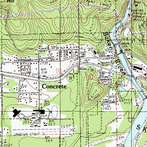 Topographic Map of Town of Concrete, WA
