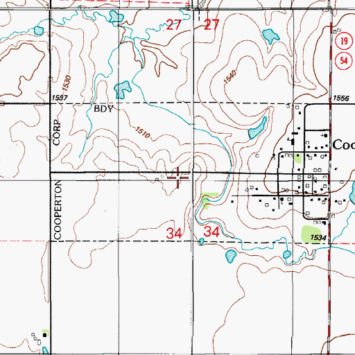 Topographic Map of Town of Cooperton, OK