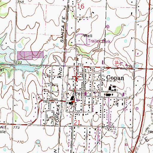 Topographic Map of Town of Copan, OK