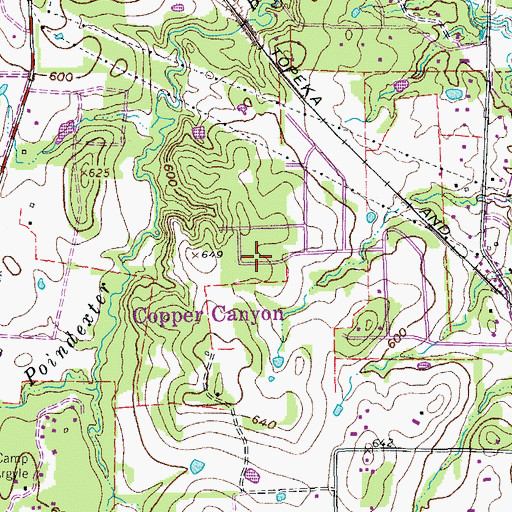 Topographic Map of Town of Copper Canyon, TX