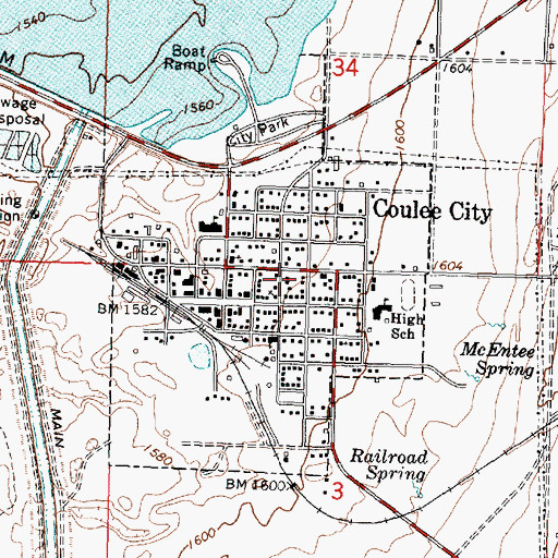 Topographic Map of Town of Coulee City, WA