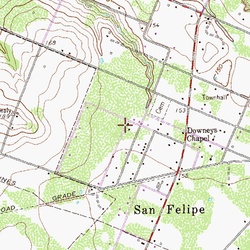 Topographic Map of Town of San Felipe, TX