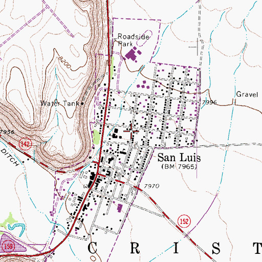 Topographic Map of Town of San Luis, CO