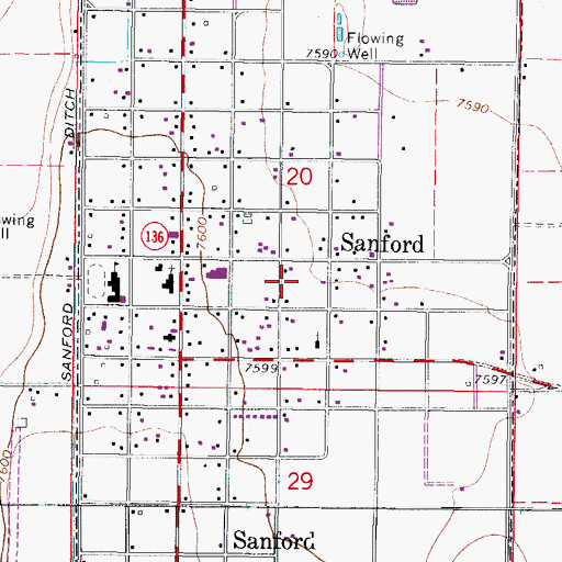 Topographic Map of Town of Sanford, CO