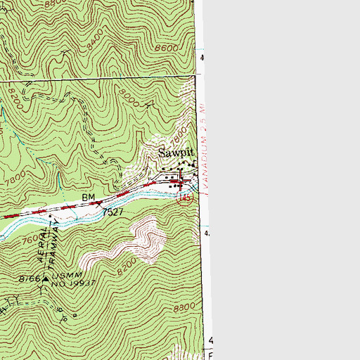 Topographic Map of Town of Sawpit, CO