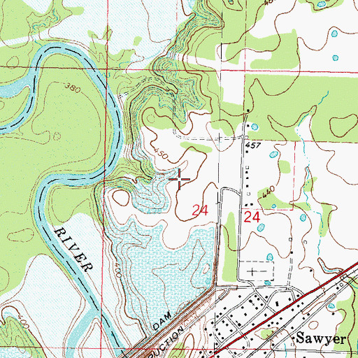 Topographic Map of Town of Sawyer, OK