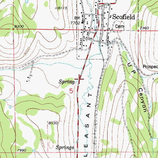 Topographic Map of Town of Scofield, UT