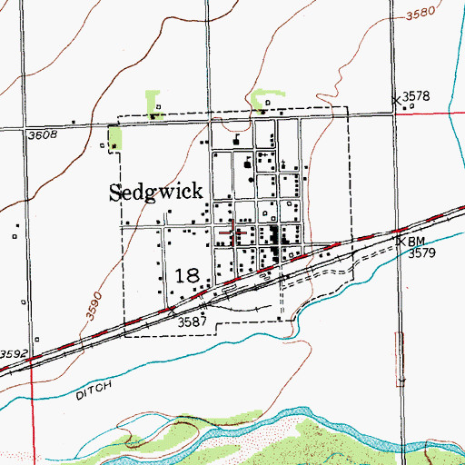 Topographic Map of Town of Sedgwick, CO