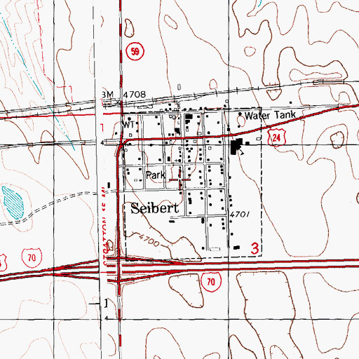 Topographic Map of Town of Seibert, CO