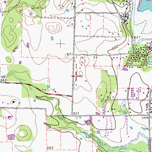 Topographic Map of Town of Shady Shores, TX