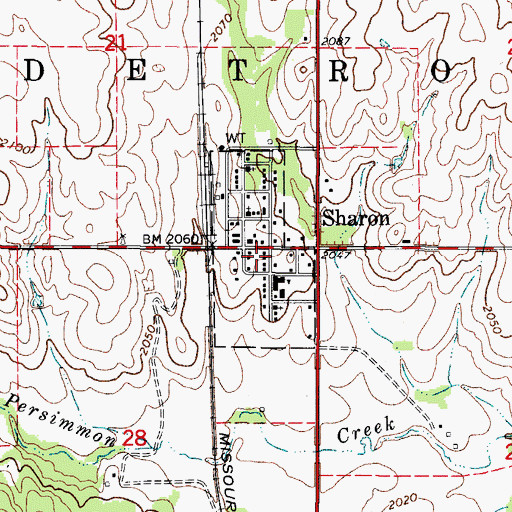 Topographic Map of Town of Sharon, OK