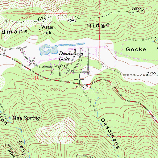 Topographic Map of Deadmans Canyon, CA