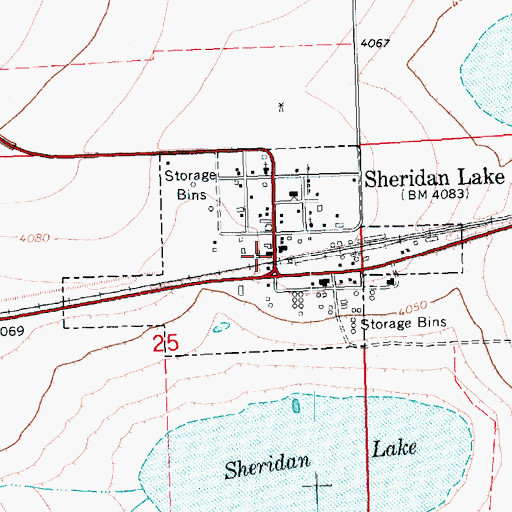 Topographic Map of Town of Sheridan Lake, CO