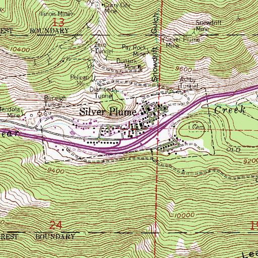 Topographic Map of Town of Silver Plume, CO