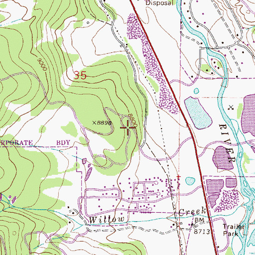 Topographic Map of Town of Silverthorne, CO