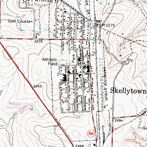 Topographic Map of Town of Skellytown, TX