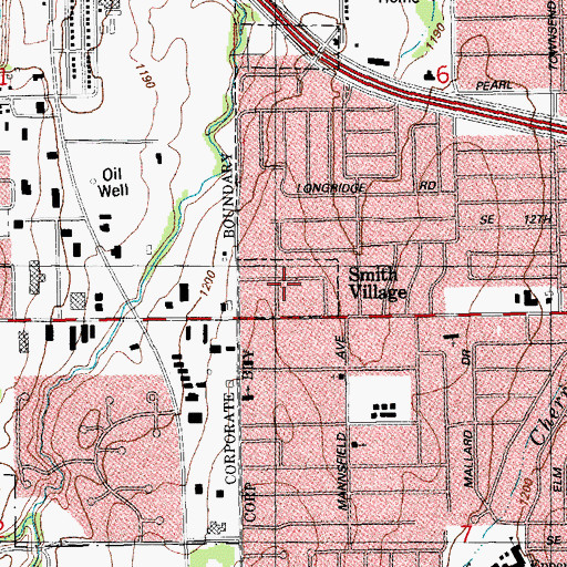 Topographic Map of Town of Smith Village, OK