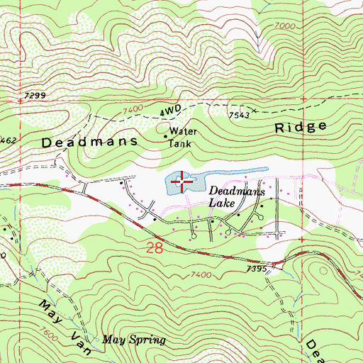 Topographic Map of Deadmans Lake, CA