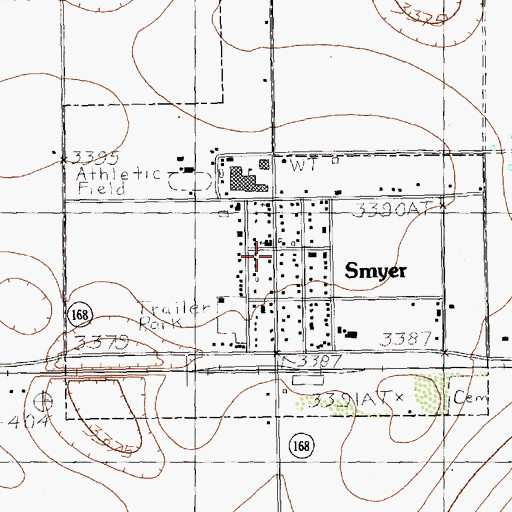 Topographic Map of Town of Smyer, TX