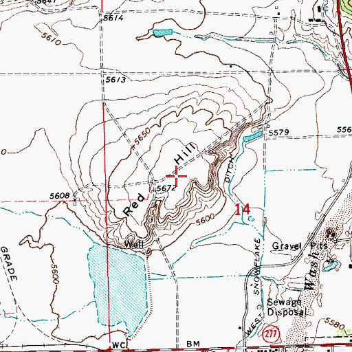 Topographic Map of Town of Snowflake, AZ